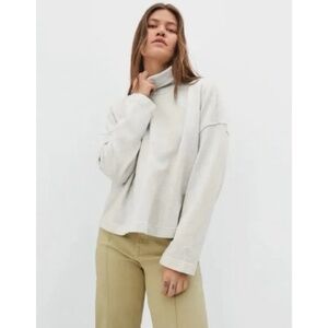 Everlane The Turtleneck Sweatshirt Pullover Heathered Ivory XS